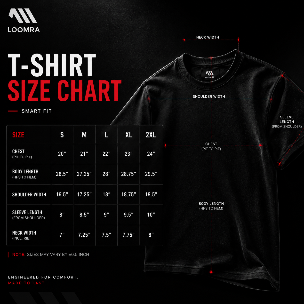Obsidian Blackout™ STAEMENT round neck smart fit tee shirt